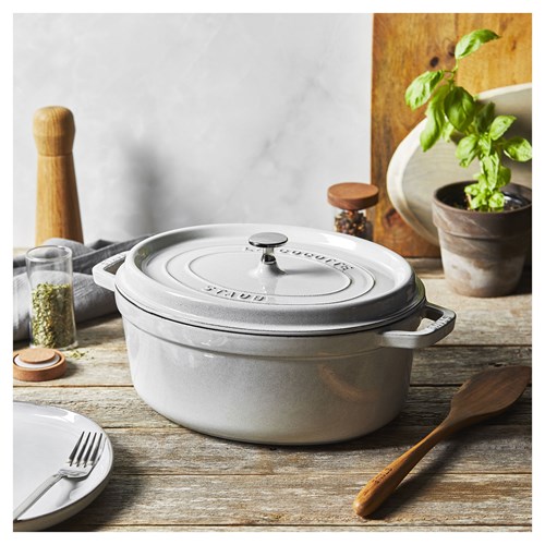 cocotte ovale 31 cm blanc truffe