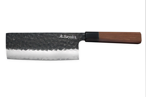 Maxi couteau nakiri 17cm Sayuto Sequoia brut de forge